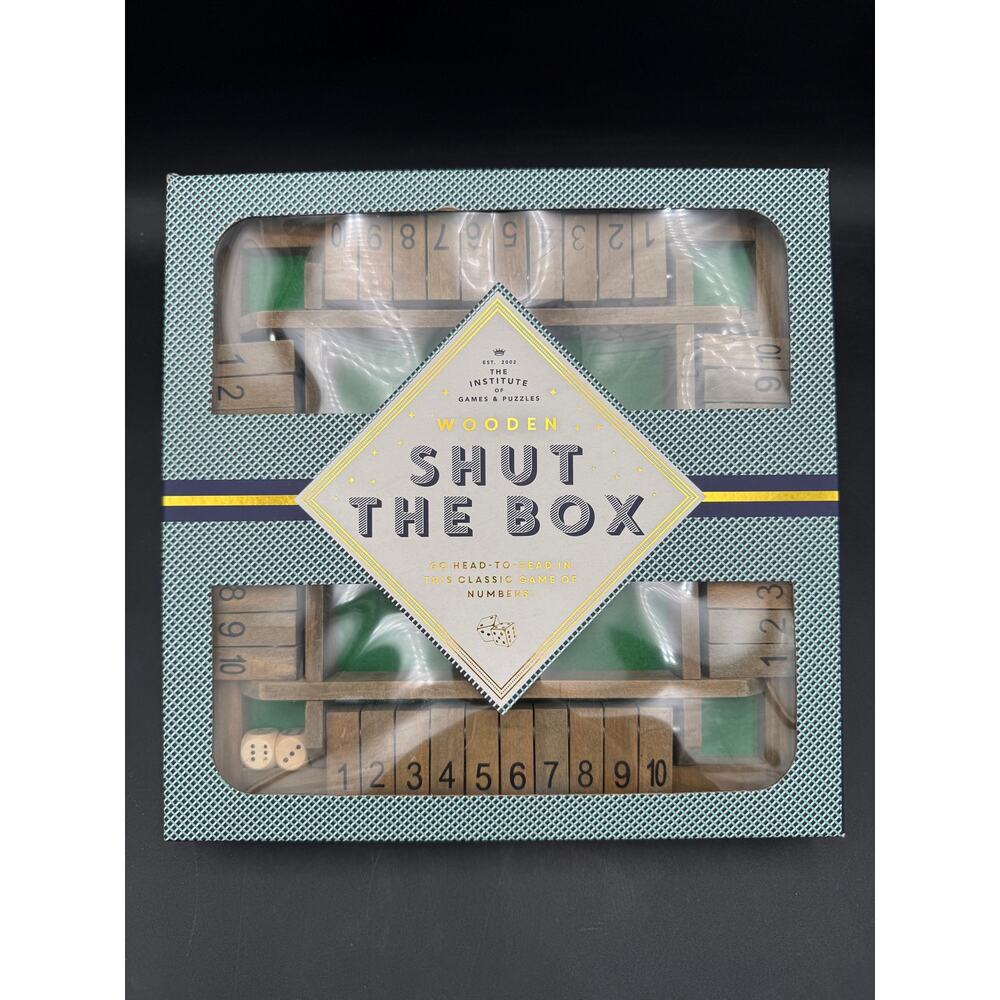 Vintage Shut the Box Tabletop Dice Game Board Complete